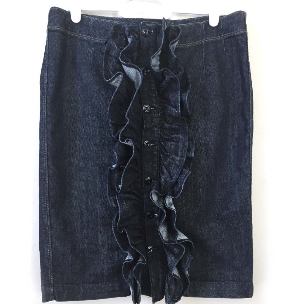 7 for All Mankind Button Front Skirt  w/ruffle